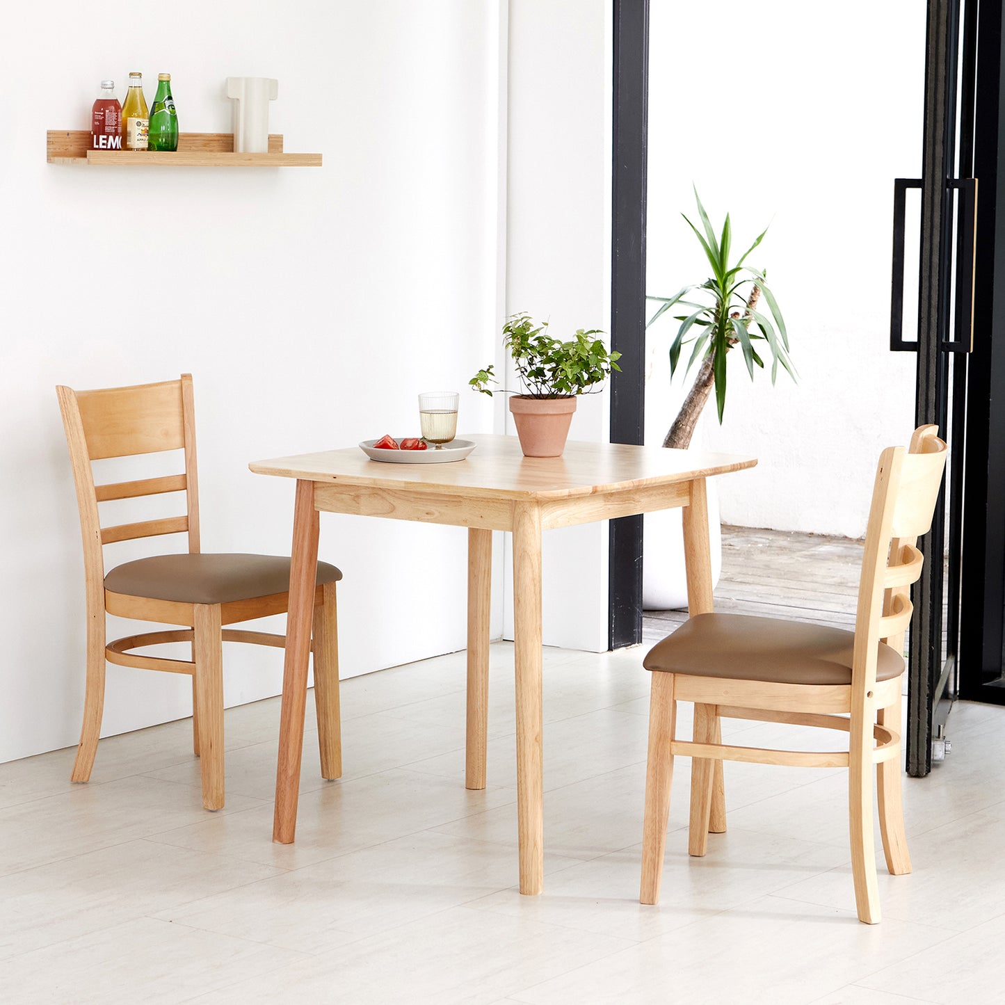 3-Piece Aslan Cabin Wooden Dining Room Table Set with 2 Chairs
