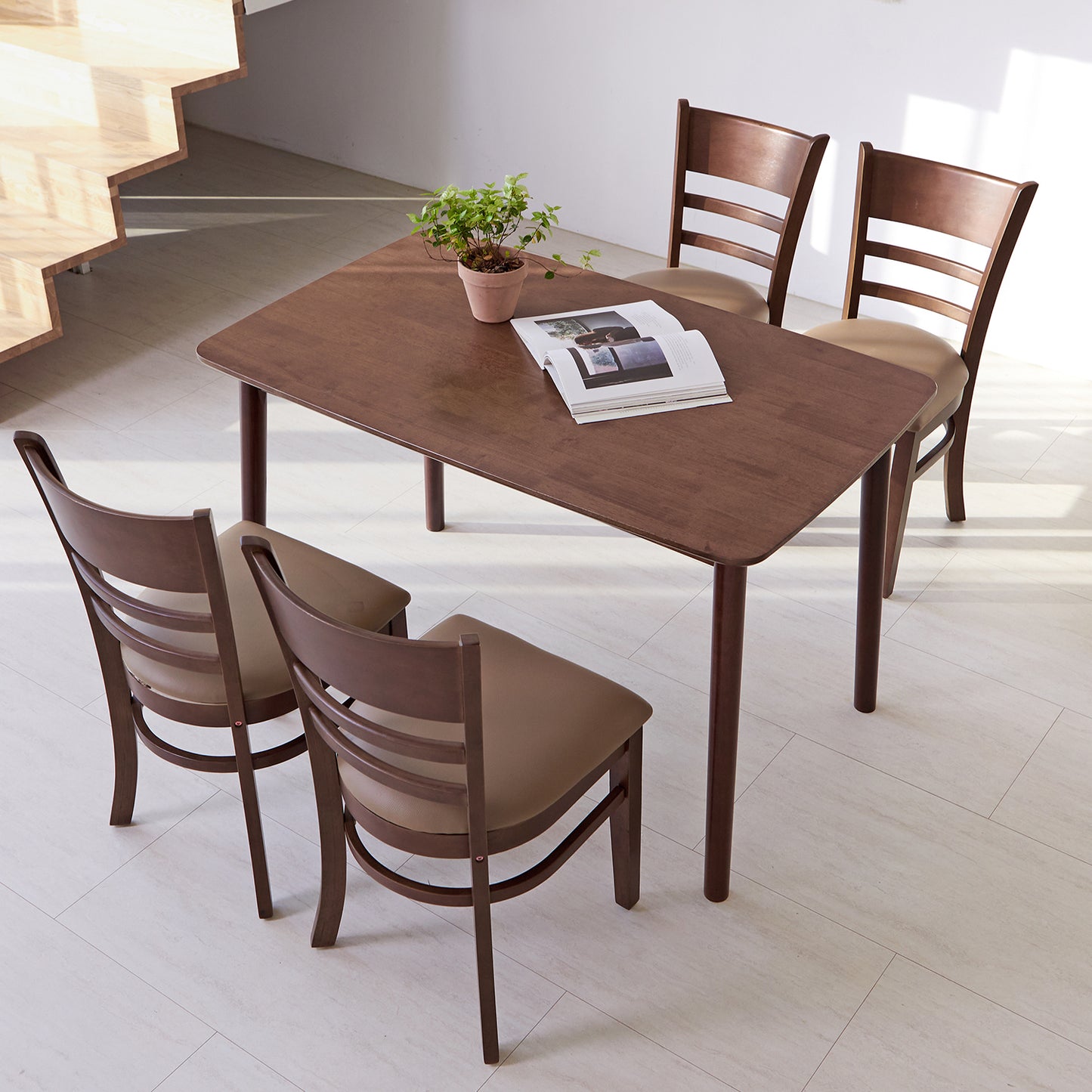 5-Piece Aslan Cabin Wooden Dining Room Table Set with 4 Chairs