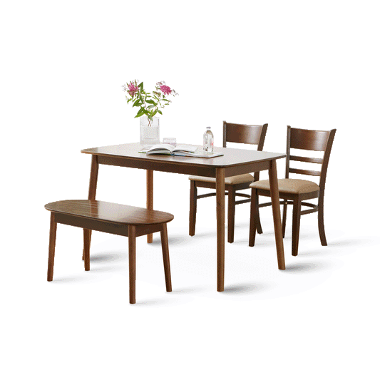 4-Piece Aslan Cabin Wooden Dining Room Table Set with Bench