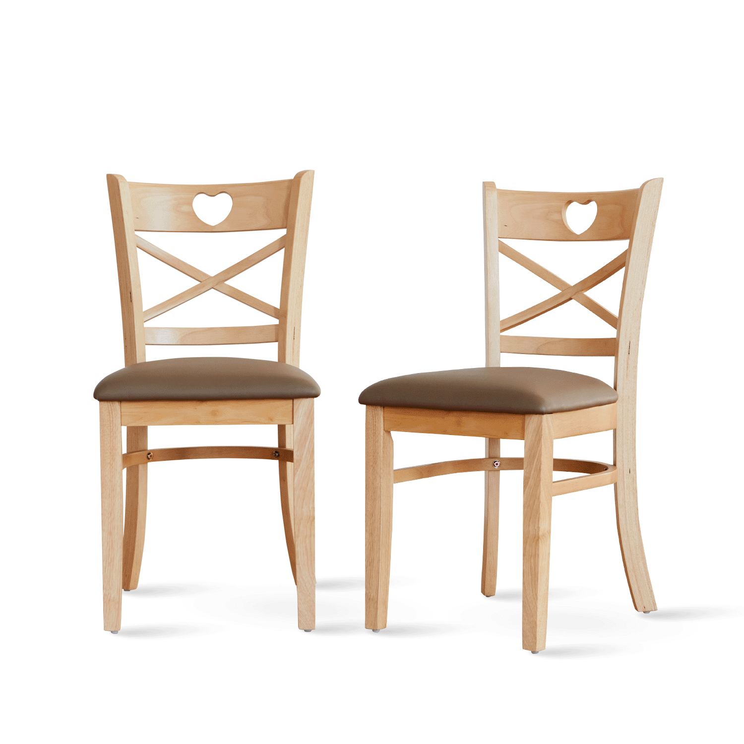 Livinia Home Furniture Heart Cross Back Wooden Dining Chairs Set Of 2 