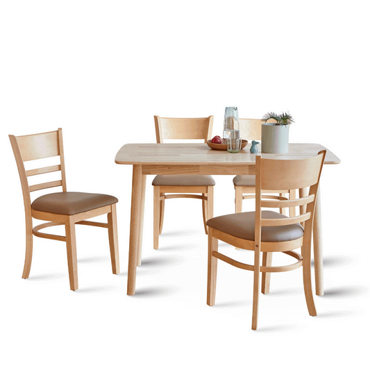 5-Piece Aslan Cabin Wooden Dining Room Table Set with 4 Chairs