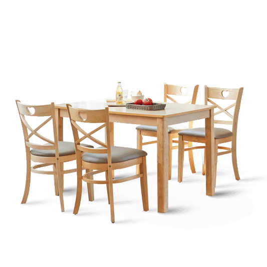 5 Piece Cabin Heart Wooden Dining Room Table Set