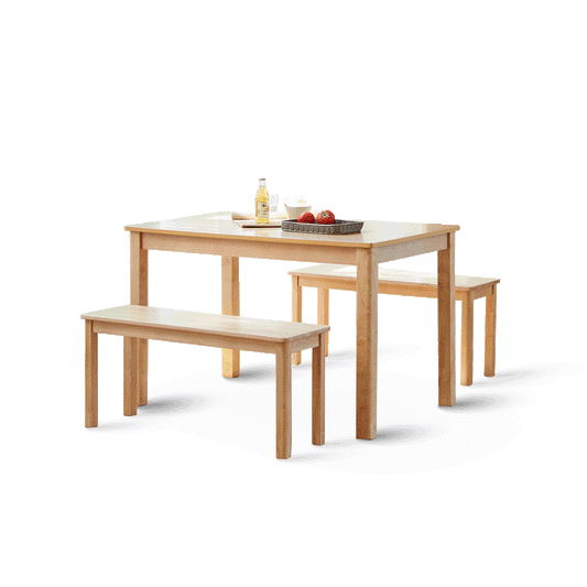 3 Piece Cabin Wooden Dining Room Table Set with 2 Benches