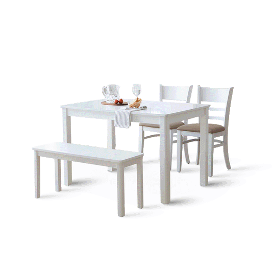 4 Piece Cabin Wooden Dining Room Table Set with Bench