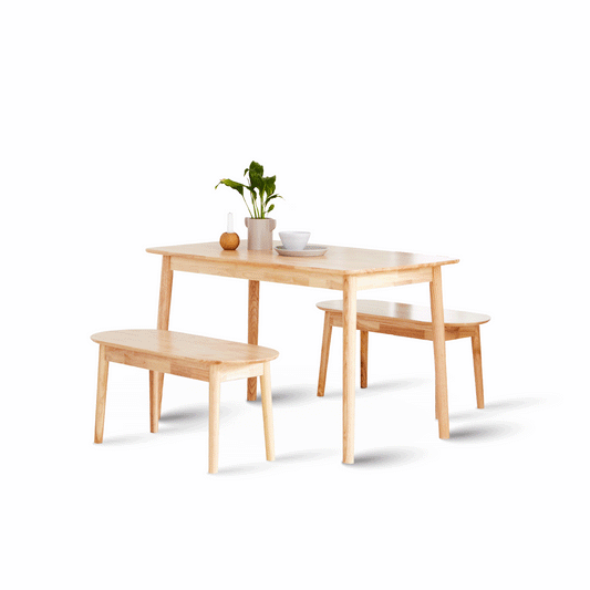 3-Piece Aslan Wooden Dining Room Table Set with Bench